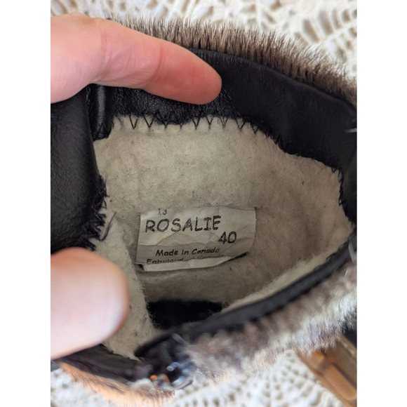 BILODEAU | Leather Winter Ankle Boots With Seal Fur Trim Size 9.5 - Picture 10 of 13